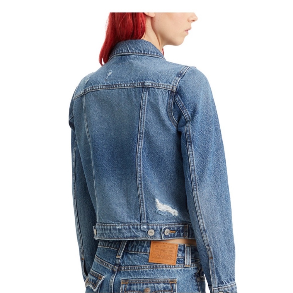 LEVIS boyfriend denim oversized distressed jacket - Picture 3 of 6